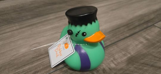 Frankenstein Halloween Rubber Duck with Tag