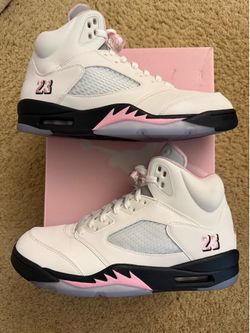 Size 11 (Worn once, comes with original box) - Air Jordan 5 retro medium soft pink