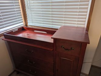 Red cherry wood changing table