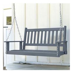 Dark Gray Outdoor Wooden Porch Swing with Chains for Two Person
