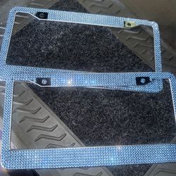 2pc blue bling license plates