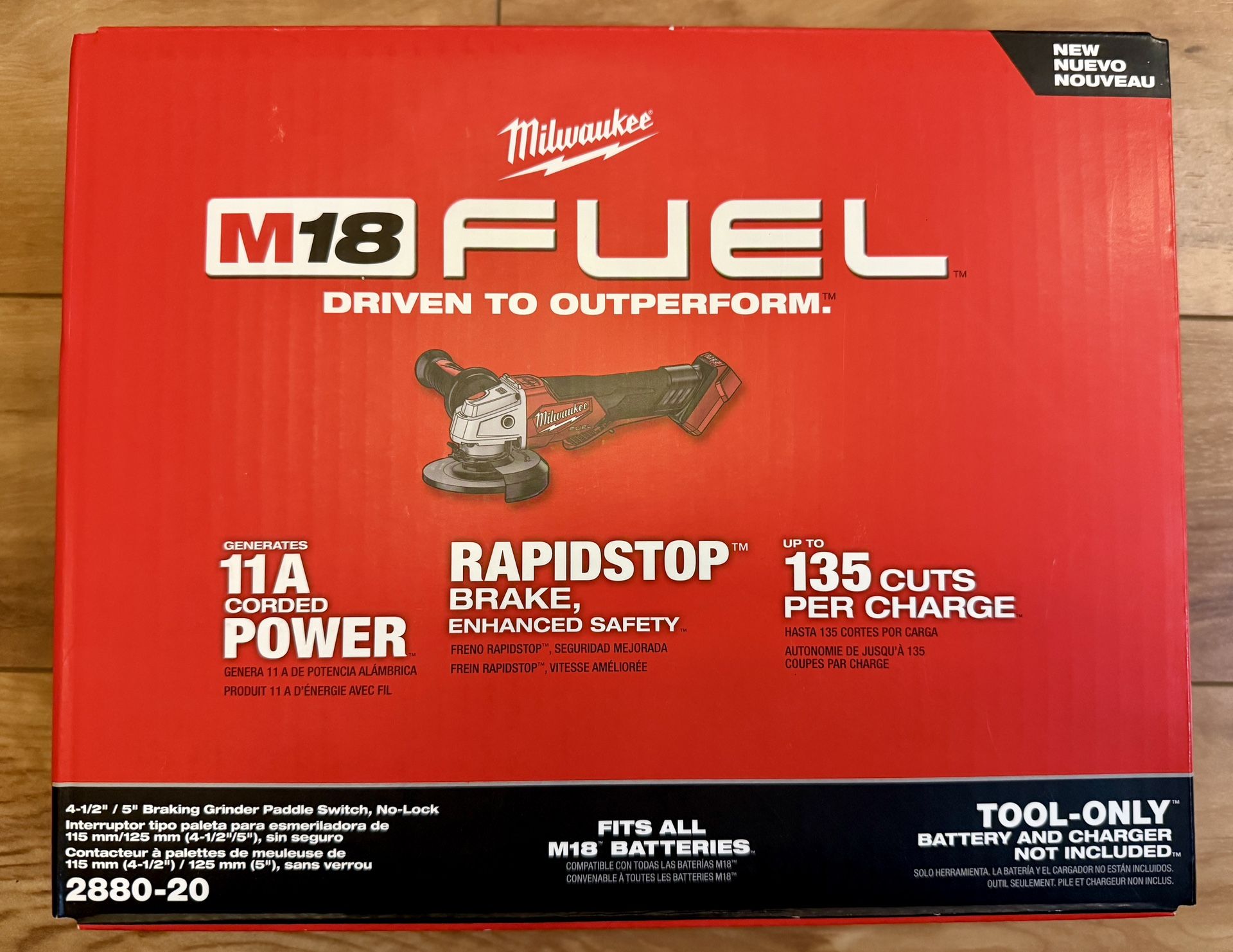 BNIB Milwaukee M18 FUEL 4-1/2 in./5 in. grinder paddle switch 2880-20