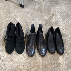 Women’s size 11 lot of shoes - rain boots pumps wedges