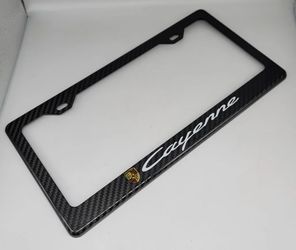 BRAND NEW PORSCHE CAYENNE 100% Real Carbon Fiber License Plate Frame Tag Cover Original 3K 