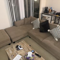 Large L-Shaped Sectional Couch + Ottoman – Cozy & Clean