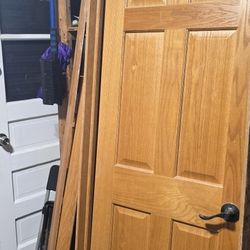 SOLID wood Door (not hollow). Door + Frame + Trim.