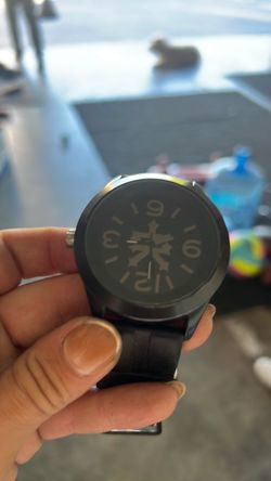 Black Analog Watch with Leather Strap