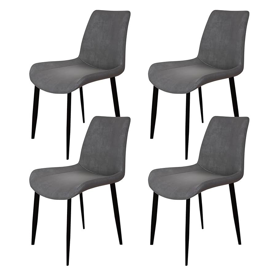 Dining Chairs, Modern PU Leather Dining Room Chair, a Set of 4 with Upholstered Seat Dinner Chairs for Indoor Kitchen Living Room(DrakGray)