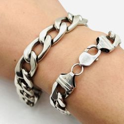 925 Sterling Silver Heavy Big Cuban Chain Bracelet 8”