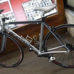 scattante W570 road womens bike  xrl custom drawn aluminum silver 54cm tall; shimano flight deck shifters;; 20 speed; shimano 105 front & rear deraill