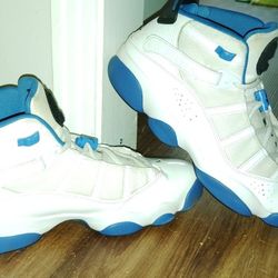 Worn Once, Exclusive White And Royal Blue 6 Ring Jordan Mens Size 12 Going Fast