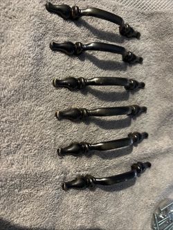 Set of 6 vintage Dark Bronze Cabinet Drawer Pulls