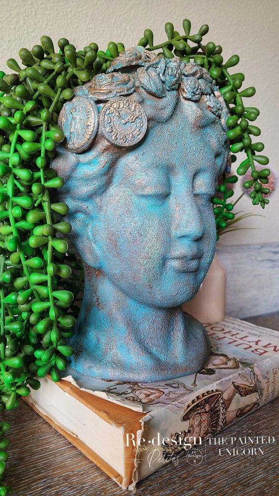 Upcycled Greek Bust Planter Vase