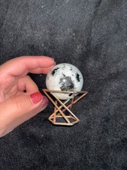 Rainbow moonstone sphere with stand