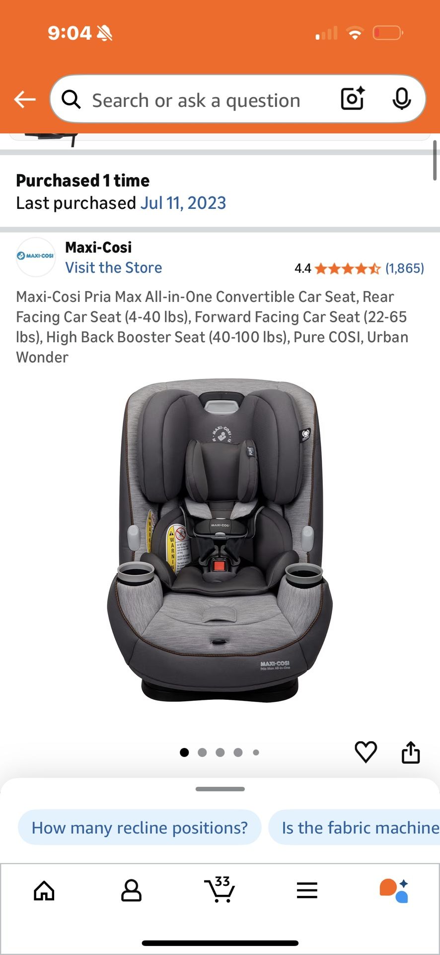Maxi Cosi All In One Convertible Car seat