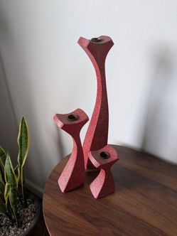 Vintage Mid Century Modern Candleholder Set - Signed By Artist