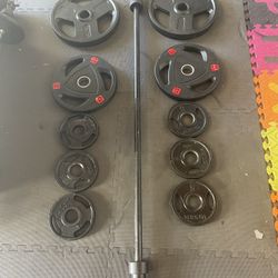 Olympic Weight Plates / Bar.      125 Dollars 