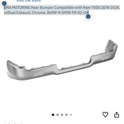 New in box DNA MOTORING Rear Bumper Compatible with Ram 1(contact info removed)-2024, w/Dual Exhaust, Chrome, BUMP-R-DR19-FB-02-CH