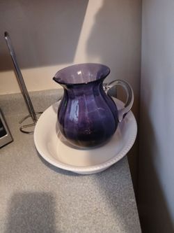 Purple pitcher and  Platter