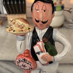 New JIC Ceramic Porcelain Painted Italian Chef Oil Vinegar decanter