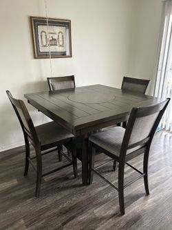 Wooden dining table w/lazy susan