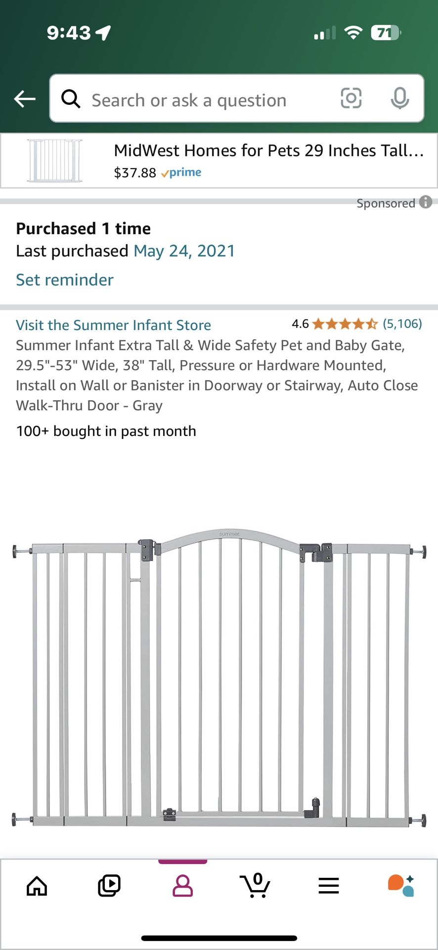 Extra Large Infant/pet Gate