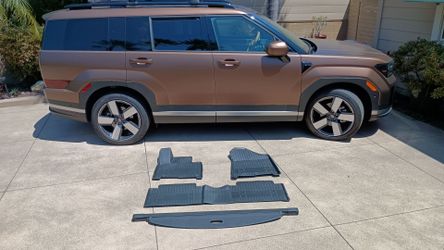 NEW-2024-2026 Hyundai Santa Fe front and second row floor mats+ cargo cover
