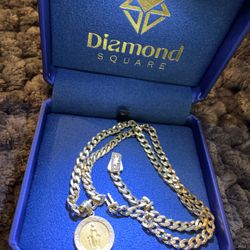 10k Cuban 18” W/Pendant Diamond Clasp 