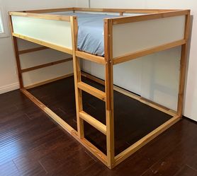 KURA Reversible bed, white/pine, Twin