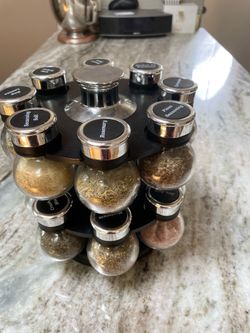 Rotating Spice Rack with Glass Jars