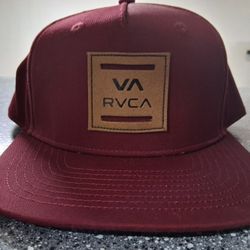 RVCA Mens Dark Red Original Snap Back Hat