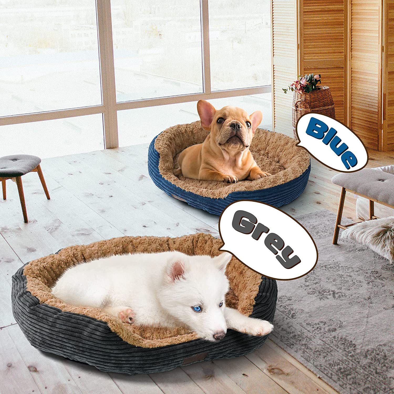 Dog Bed Couch Low Leading Edge Breathable Soft Plush Orthopedic Dog Bed Machine Washable Waterproof Nonskid Pet Bed (M, Grey)