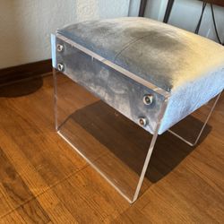 Acrylic Velvet Stool Lucite Gray Velvet 