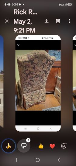 Antique table with 8 beautiful chairs .