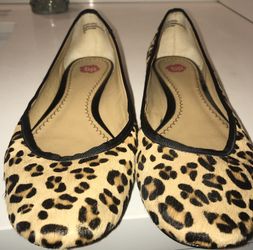 BP leather leopard flats ladies size 7