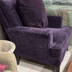 Stunning Purple Velvet Upholstered Arm Chair