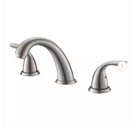 2-Handles 3-Holes Deck Mount Brushed Nickel Widespread Bathroom Faucet, with Stainless Steel Pop Up Drain