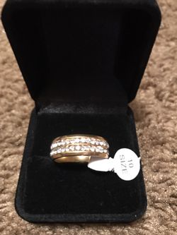 Men's 14 kt gold plated cubic zirconia wedding band ring size 10
