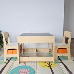 Kids Wooden Activity Table And Chairs Set 5-piece