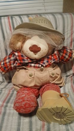 1984 Furskins Teddy Bear Beekeeper Boone 22" Appalachian Artworks Xavier Roberts