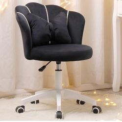 Velvet Task Chair 360 Swivel Adjustable Height Office Chair. Black
