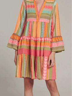 DEVOTION Twins embroidered Ella Tunic dress -coral