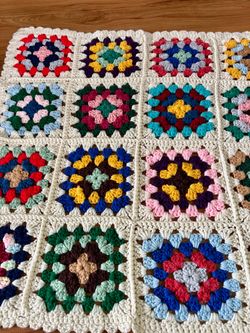 Handmade Crochet Granny Square Blanket