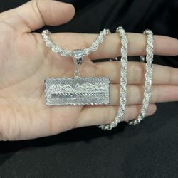 925 Sterling Silver Big Apostles Last Supper Ultima Cena  & Rope Chain