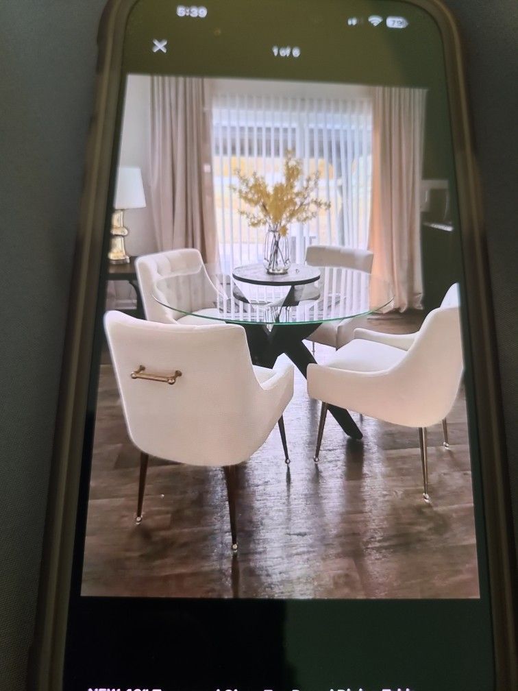 NEW 42" ROUND TEMPERED GLASS TOP DINING TABLE