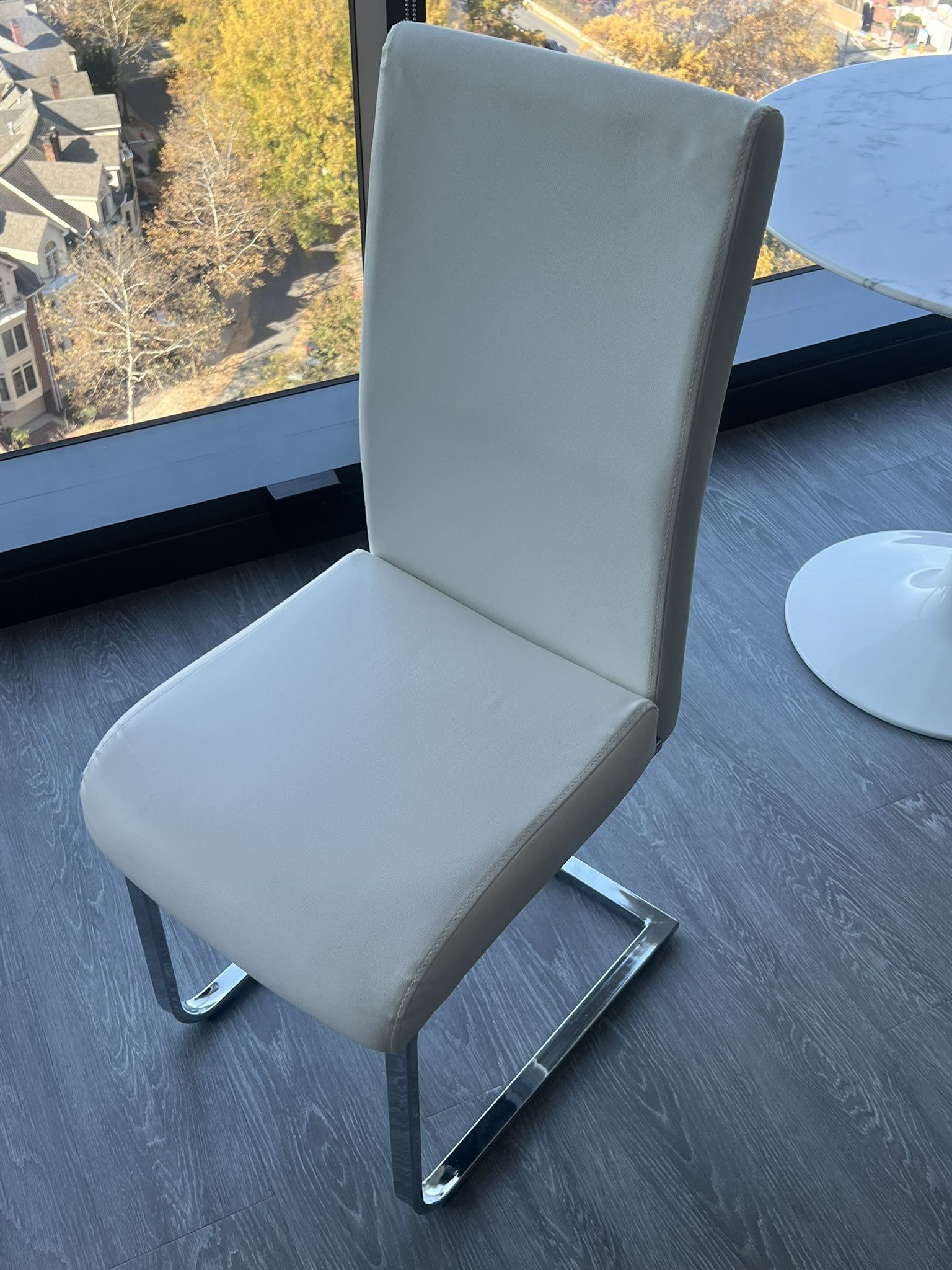 White Modern Dining Chairs – Chrome Base (#2)