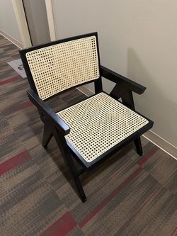 Manhattan Comfort Hamlet Solid Ash Wood Accent Chair in Black & Natural