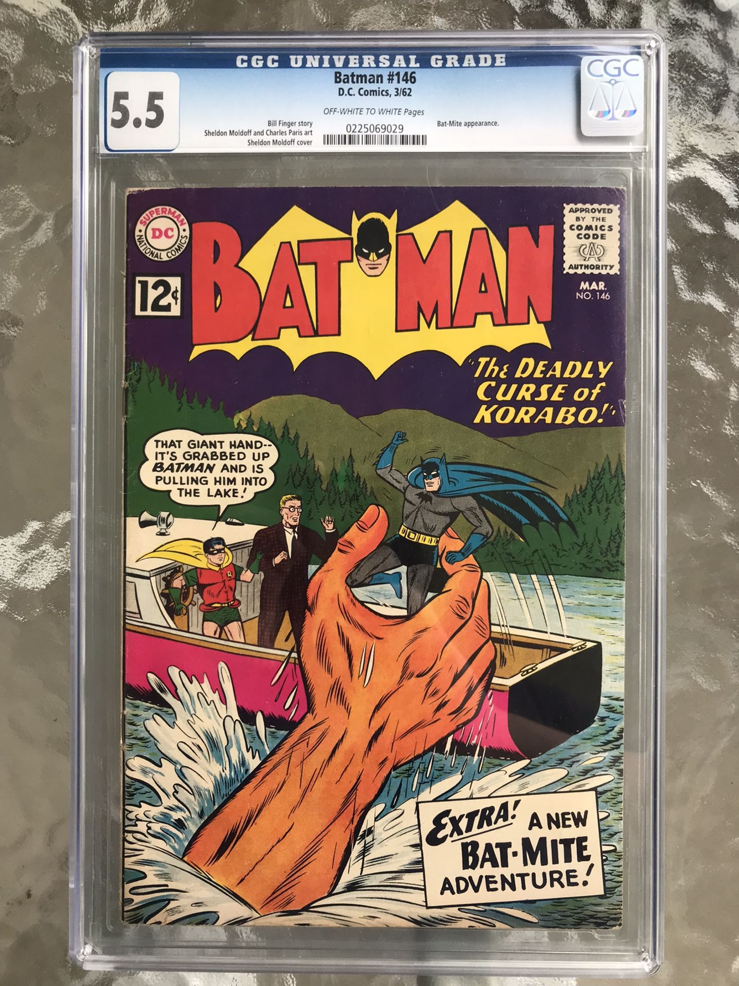 Batman #146 (1962) CGC 5.5 — O/w to White Pages; Bat-Mite app; Bill Finger