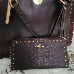 Coach burgundy/brown purse and wallet
