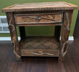 Amazing Sculpted Botanical Bedside End Console Table Wood